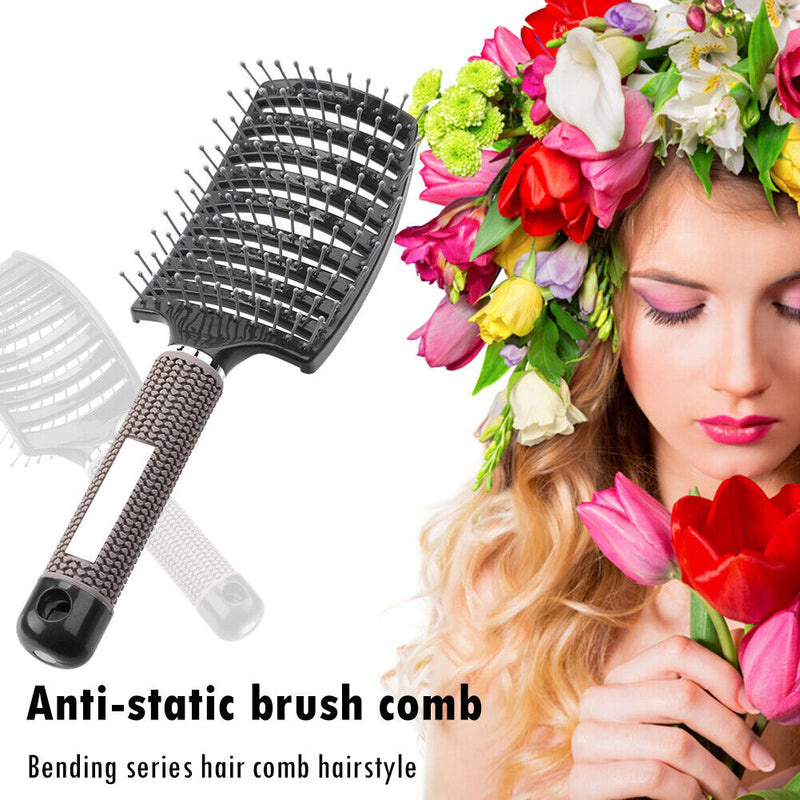 8 Color Bristle Nylon Women Wet Curly Detangle Hair Brush for Salon Styling T