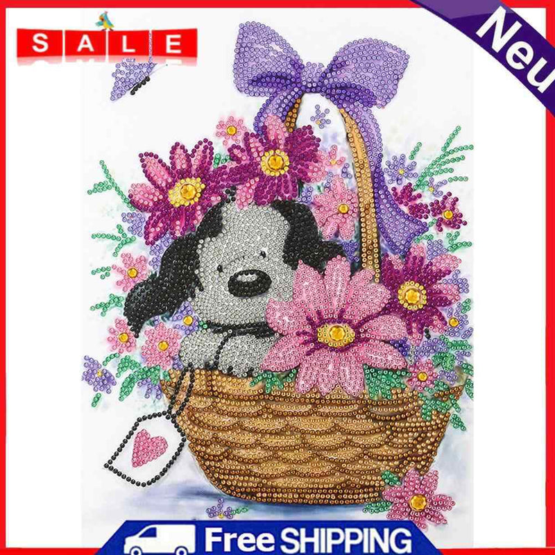 5D Diamond Flower Basketball Puppy Full Drill Rhinestone Mosaic Art Picture Kits