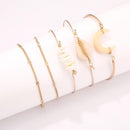 5pcs/Set Boho Shell Moon Chain Bracelet Ethnic Retro Bangle Beach Jewelry Gift