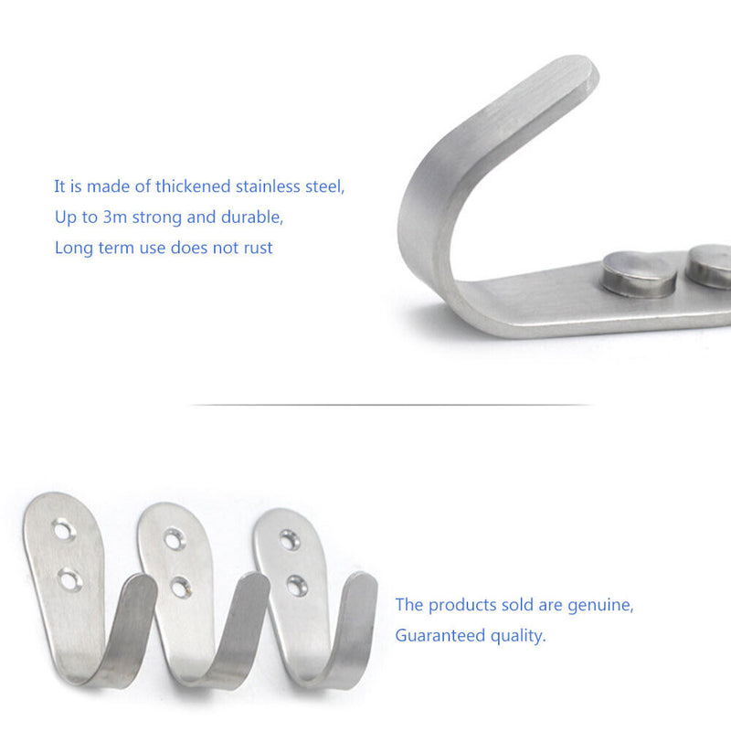 Stainless Steel Door Hook Set with Screws Clothes Hat Wall Hanger (1.5mm)