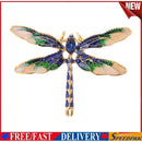 Colorful Women Dragonfly Crystal Drip Brooch Enamel Insect Lapel Pin (Blue)