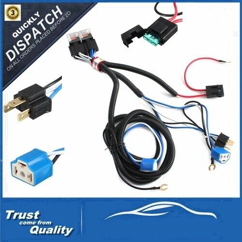 12V H4 Negative-Switched LED Headlight/Lamp Bulb Relay Wiring Harness Plug Kit