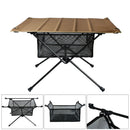 Outdoor Folding Table Net Pocket Coated Oxford Cloth Desk (Wolf Brown) Newly