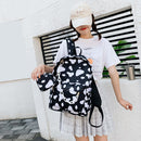 Casual Nylon Shoulder School Bags Cow Letter Print Women Girls Travel Backpacks