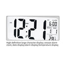 Temperature Alarm Clock LED Digital Backlight Calendar Snooze Clock (White)