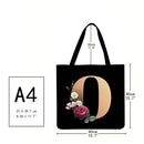 Alphabet flowers Printed Shoulder Shopping Bag Casual Large Tote Handbag O