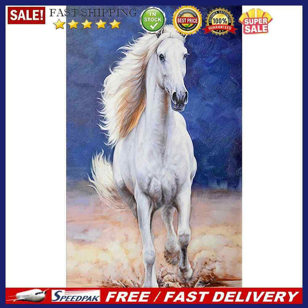 5D DIY Diamond Painting Kits White Horse Full Round Drill Wall Decor Art Cr