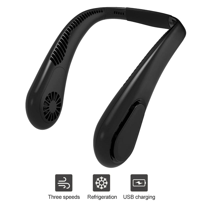 Portable Neck Fan-Ultra Quiet Air Cooler Outdoor Mute Leafless Ventilador