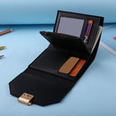 Women Wallets Leather Card Holder Money Bag Short Coin Purse Clutch (Black)
