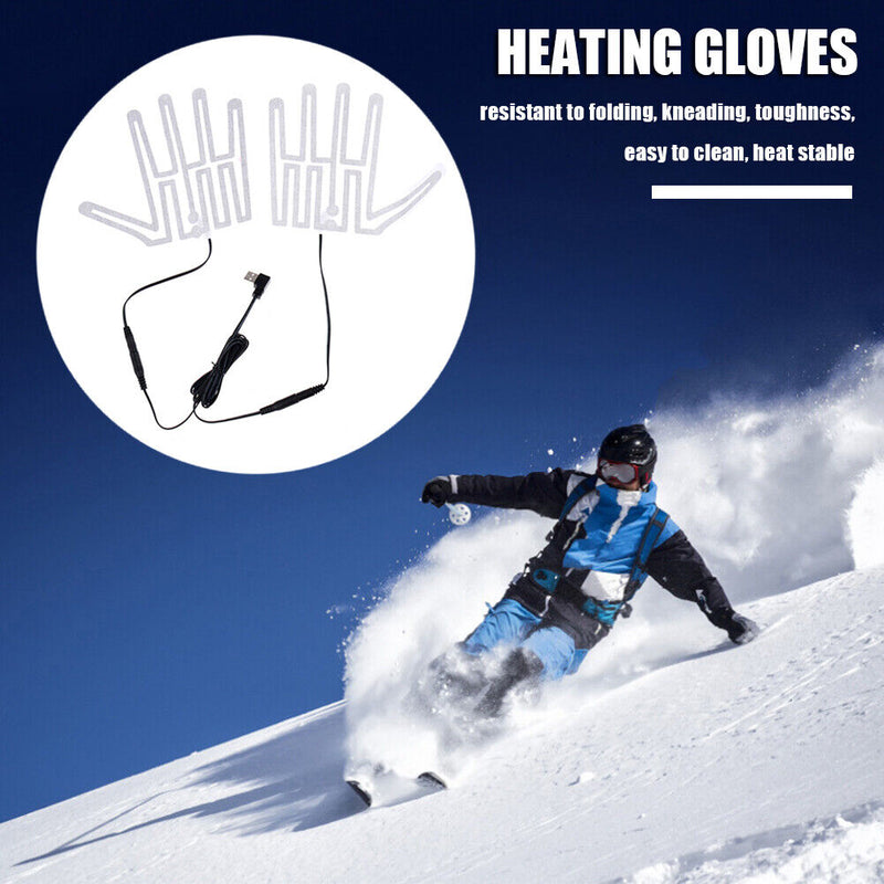 1 Pair 5V Carbon Fiber USB Gloves Heated Pads Winter Thermal Handheld Warm Heater