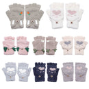 Fluff Gloves Half Finger Mittens Cartoon Animal Pattern Winter Fluffy Knitted