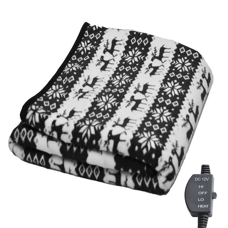 12V Travel Throw Cold Weather Fleece Electric Blanket Portable for Car 145x100cm