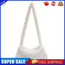 Women Soft Warm Plush Heart Pattern Handbag Zipper Armpit Bag (A White)