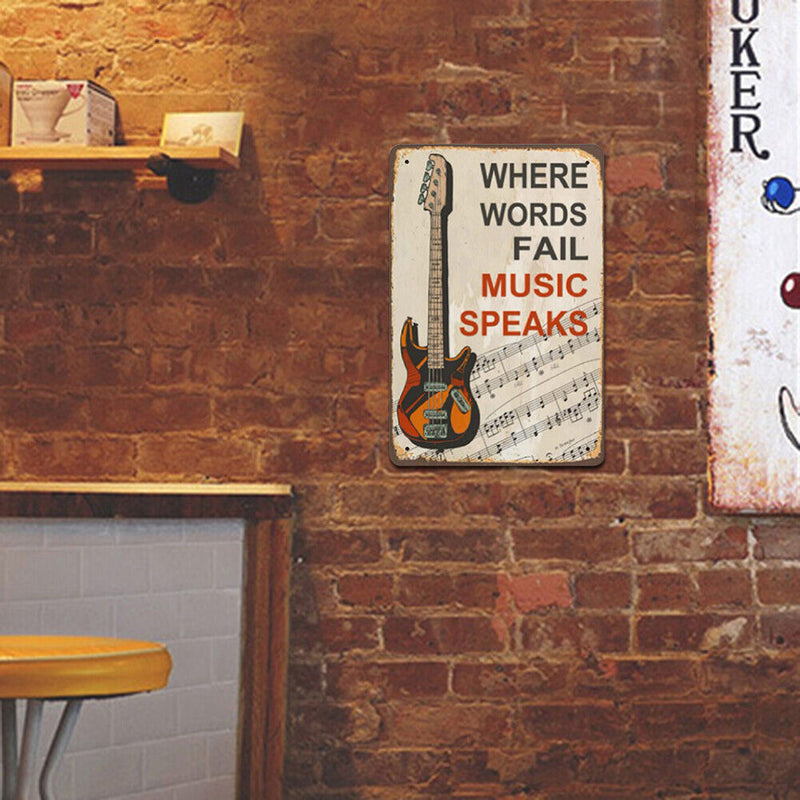Guitar Retro Metal Plate Tin Sign for Bar Pub Club Cafe Wall Poster Home Decor