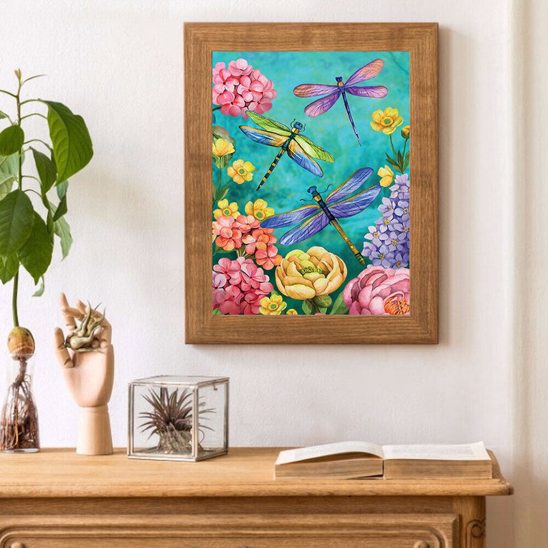 Dragonfly in Flower Oil Paint By Number DIY Handpainted on Canvas Wall Art