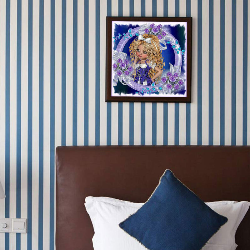 Purple Rose Girls Diamond Painting, Partially Specially Shaped Drilling Decor (YXC1