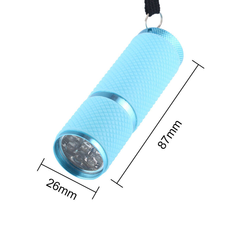 9LED UV Mini Portable Flashlight Purple Light 395-400nm Ultraviolet Torch Lam