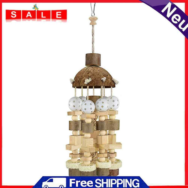 Hanging Wooden Blocks String Tearing Health Bird Parrot Cage Chewing Accessories