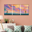 3 Panels Sunset Couples Oil Paint By Numbers Kits DIY Craft Coloring Drawing Art