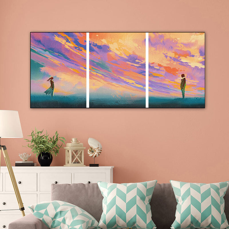 3 Panels Sunset Couples Oil Paint By Numbers Kits DIY Craft Coloring Drawing Art
