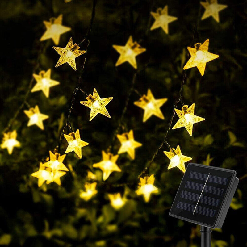 Solar Star String Lights Outdoor Fairy Garland Lamp Festival Decor (50LED) Newly
