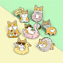 Clothes Lapel Pin Cartoon Badge Corgi's Happy Life Brooch Dog Enamel Pins