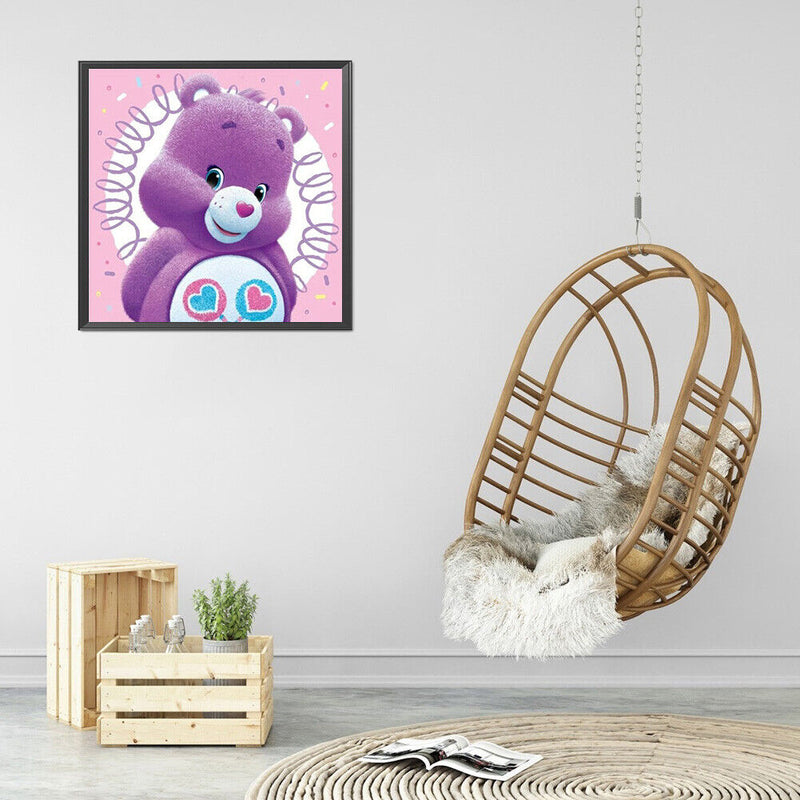 5D Diamond Painting Kit Purple Bear Full Round Drill Rhinestone DIY Crafts