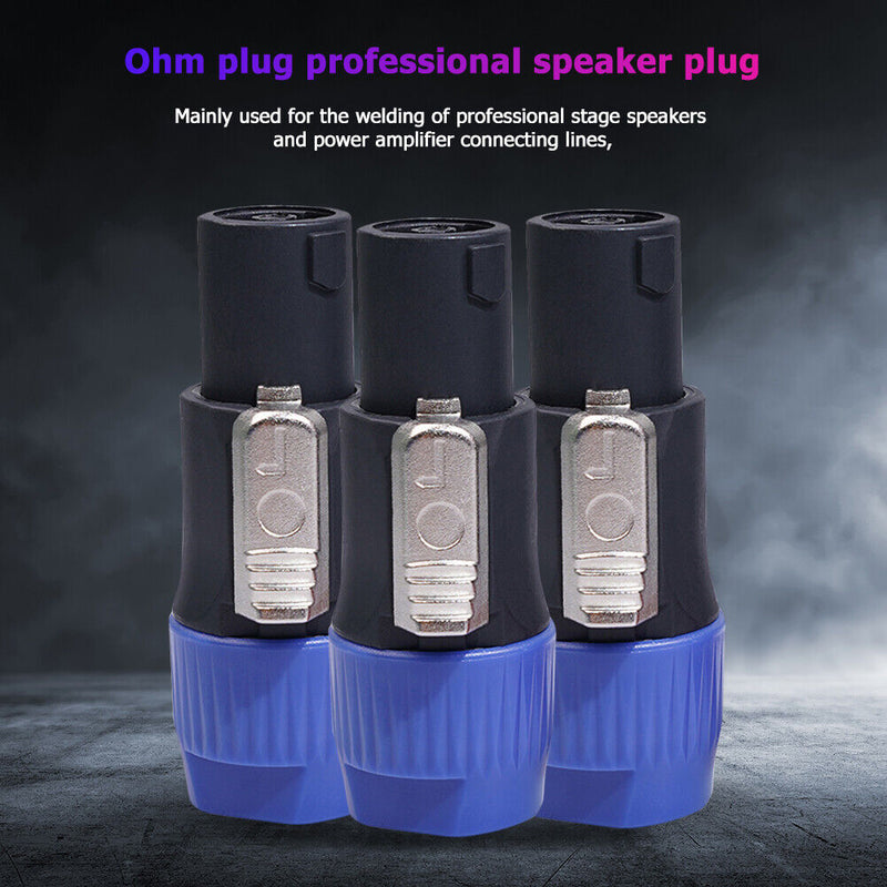 10pcs NL4FC Speaker Connectors 4 Pin Male Audio Speakon Ohm Plug (10x Blue)