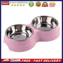Stainless Steel Double Bowl Pet Dog Water Feeder Cat Puppy Food Drinking Di