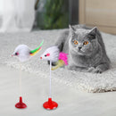 2pcs Funny Cat Toys Elastic Feather False Mouse Bottom Sucker for Pets Mous