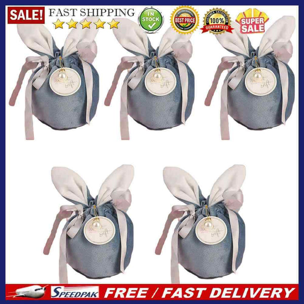 Rabbit Ears Gift Packing Bags Easter Bunny Shape Velvet Birthday Party Pouches