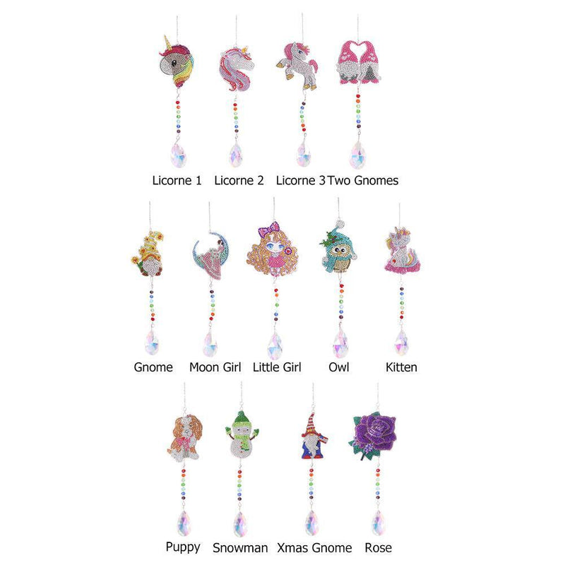 Diamond Drill Rainbow Collection Hang Crystal Prisms Wind Chime (Rose)
