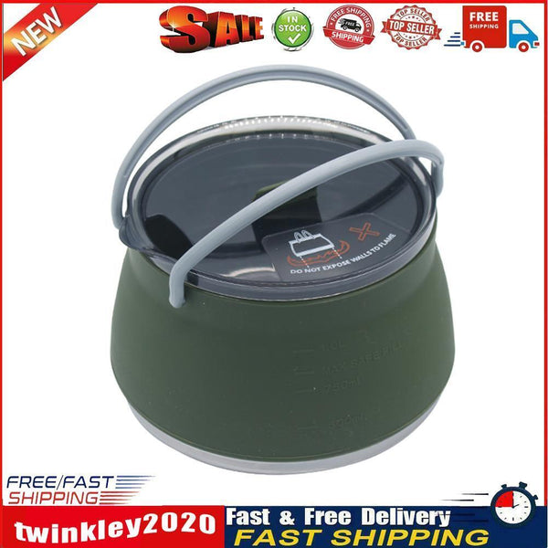 Silicone Folding Kettle Portable Tea Cooker Mini Boiling Pot (Dark Green) Newly