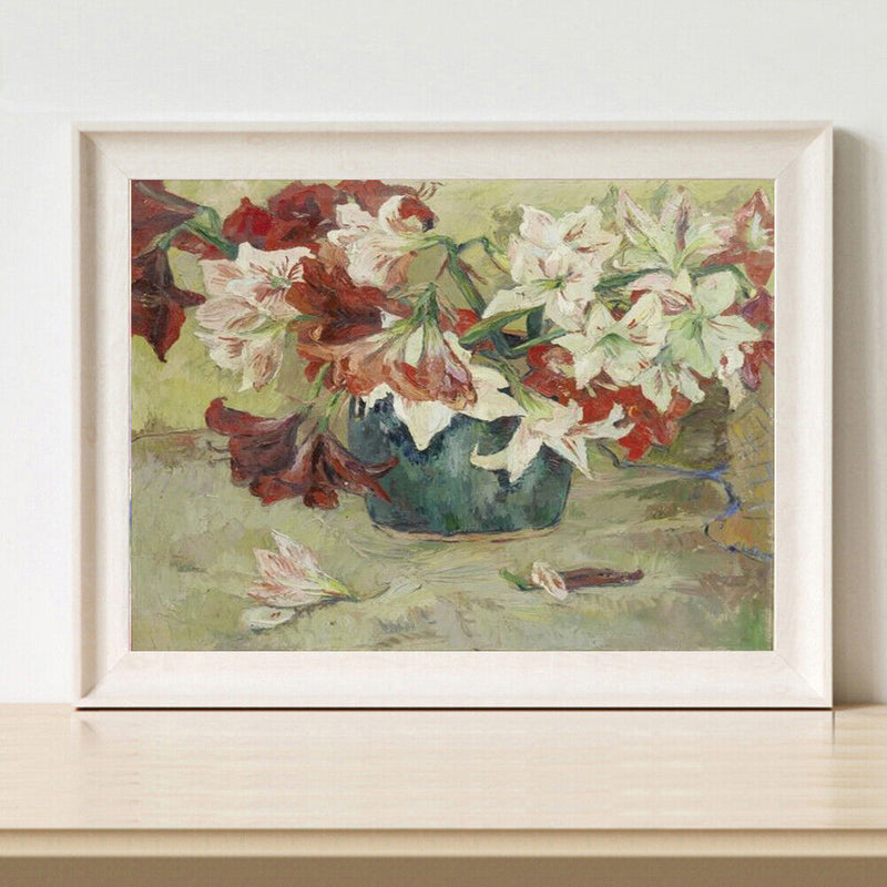 Lily Flower Oil Canvas Picture DIY Paint By Numbers Kit Hand Painted Home Decor