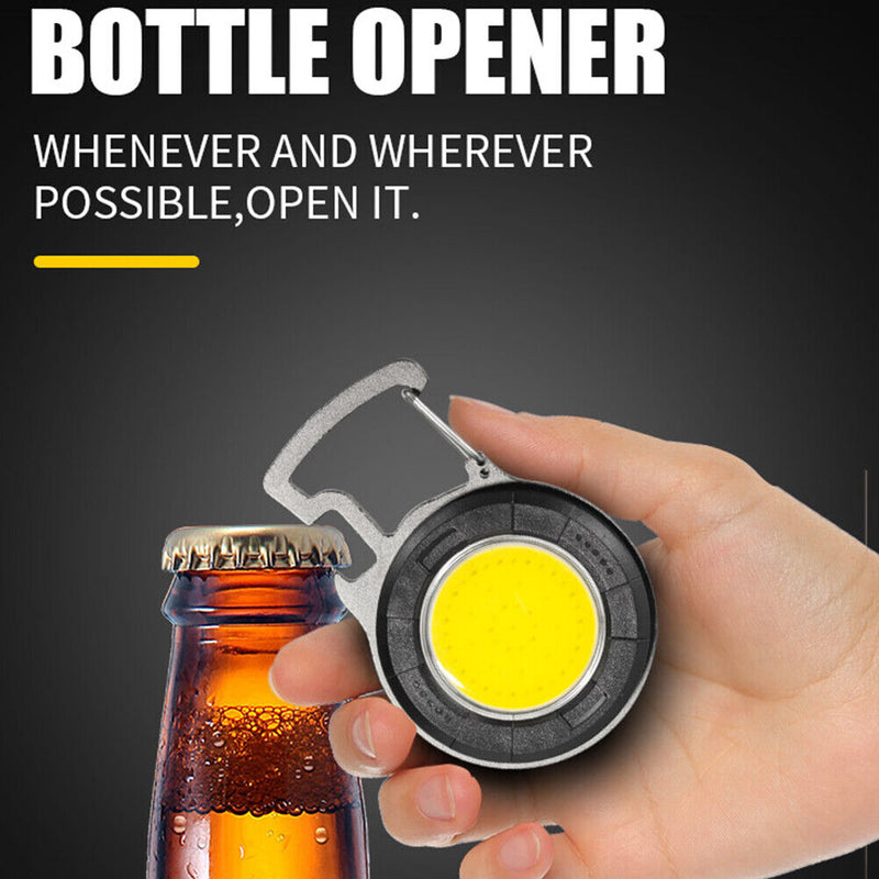 Camping Survival Bottle Opener Outdoor 5 Mode COB LED Mini Keychain Flashlight