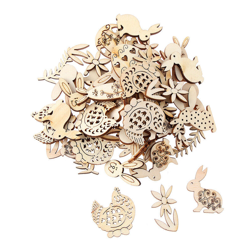 Wooden DIY Craft Eggs Easter Decorations Wood Chips Wood Slice Easter Rabbit