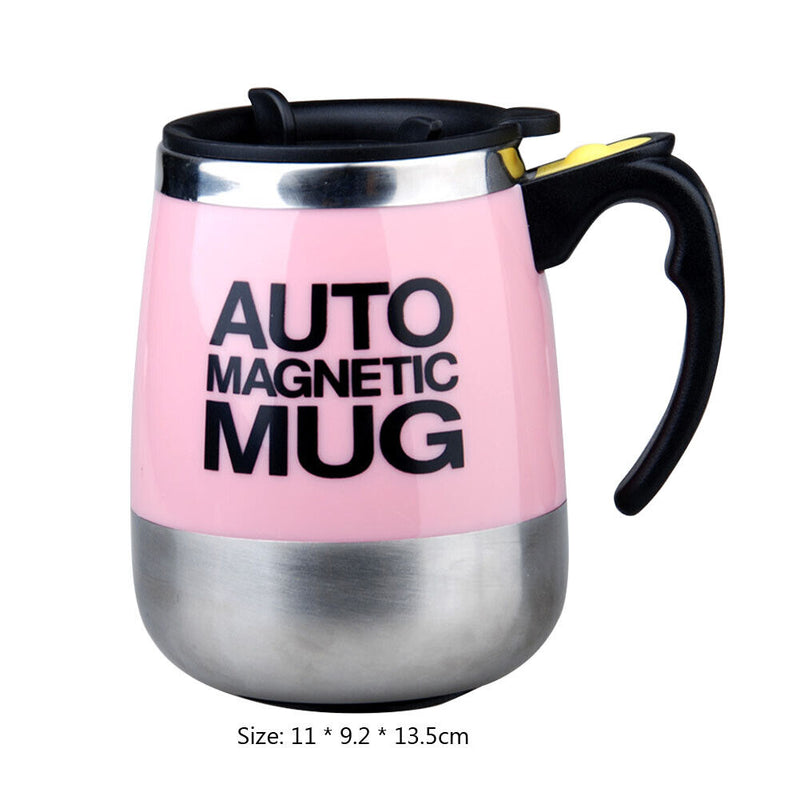 Stainless Steel Self Stirring Mug Auto Electric Coffee Mixing Cup (Pink)