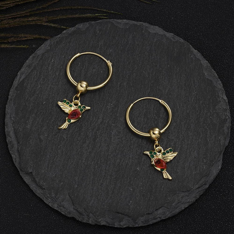 Design Hummingbird Drop Earrings Pendant Necklace Crystal Birds Long Tassel