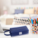 Large Capacity Pencil Case Bags Zipper Solid Stationery Box (Navy Blue) Newly