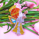 4pcs DIY Full Drill Diamond Paintng Girl Angle Style Special Shape Keychain Gift