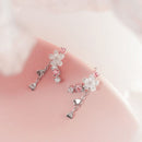 Charm Piercing Stud Earring Flower Earrings Tassel Cherry Blossoms Earring
