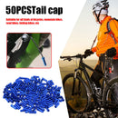 50pcs Bike Cable End Caps Aluminum Alloy Brake Shifter Cable Tips (Blue)