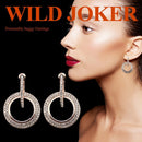 Rhinestone Round Dangle Ear Hoop Women Hollow Drop Earrings Alloy Jewelry Gif
