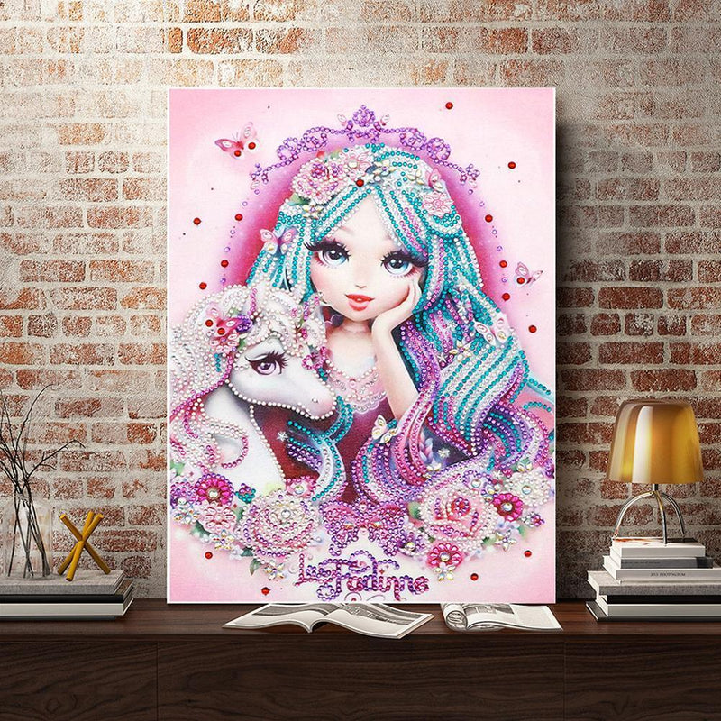 5D DIY Special Shaped Diamond Painting Girl Cross Stitch Mosaic Craft Kits Newly