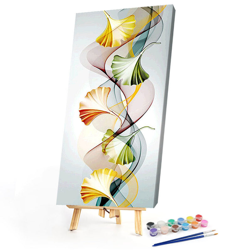 Ginkgo Leaf Abstract Oil Paint By Numbers Kits Canvas Picture Wall Art DIY Cr