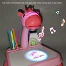 LED Projector Drawing Table Toys Writing Board with Music (Pink Giraffe) Newly