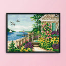 Cross Stitch Kits 11CT Stamped DIY Seaside Cabin Full Embroider Needlework