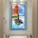 Frameless Oil Paint By Numbers Four Seasons Tree DIY Canvas Picture Craft