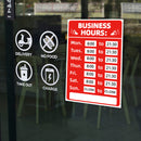 Business Hours Sign Hours of Operation Signs for Window / Door (Red)