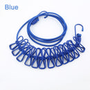 Rope Travel Camp Elastic Clothesline Drying Rack Hanger 12 Spring Clips